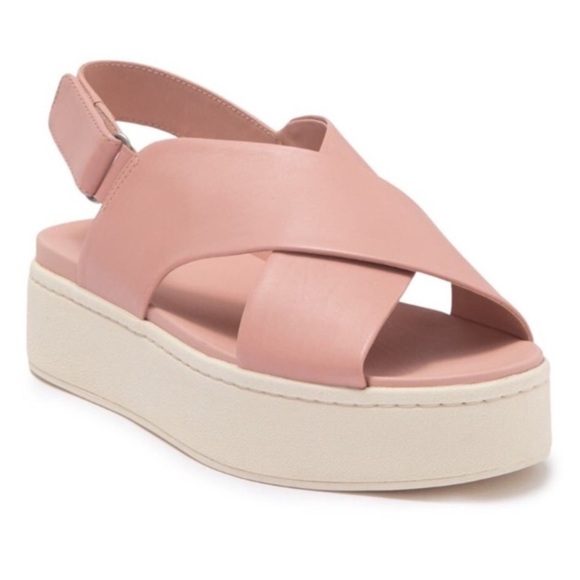 VINCE Weslan Leather Platform Crisscross Velco Strap Sandal Size 9 - Picture 1 of 9